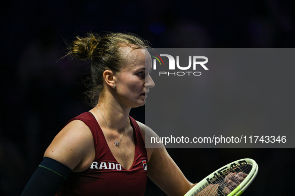 RIYADH, SAUDI ARABIA - NOVEMBER 05: Barbora Krejcikova of Czech Republic during her match against Jessica Pegula of USA, on day 4 of the 202...