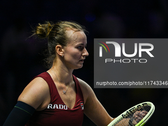 RIYADH, SAUDI ARABIA - NOVEMBER 05: Barbora Krejcikova of Czech Republic during her match against Jessica Pegula of USA, on day 4 of the 202...