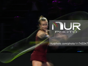 RIYADH, SAUDI ARABIA - NOVEMBER 05: Barbora Krejcikova of Czech Republic during her match against Jessica Pegula of USA, on day 4 of the 202...