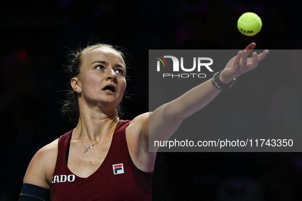 RIYADH, SAUDI ARABIA - NOVEMBER 05: Barbora Krejcikova of Czech Republic during her match against Jessica Pegula of USA, on day 4 of the 202...