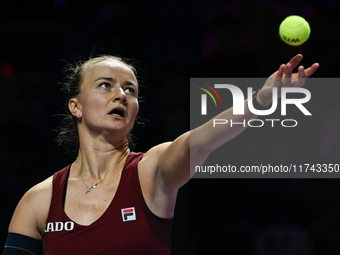 RIYADH, SAUDI ARABIA - NOVEMBER 05: Barbora Krejcikova of Czech Republic during her match against Jessica Pegula of USA, on day 4 of the 202...