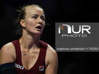 RIYADH, SAUDI ARABIA - NOVEMBER 05: Barbora Krejcikova of Czech Republic during her match against Jessica Pegula of USA, on day 4 of the 202...