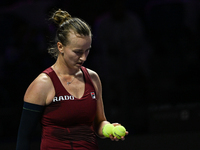 RIYADH, SAUDI ARABIA - NOVEMBER 05: Barbora Krejcikova of Czech Republic during her match against Jessica Pegula of USA, on day 4 of the 202...