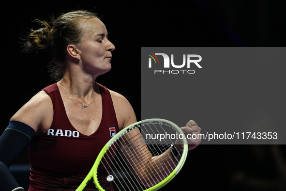 RIYADH, SAUDI ARABIA - NOVEMBER 05: Barbora Krejcikova of Czech Republic during her match against Jessica Pegula of USA, on day 4 of the 202...