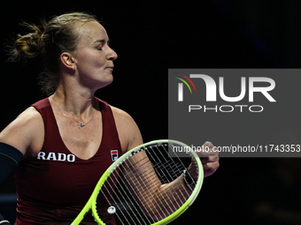 RIYADH, SAUDI ARABIA - NOVEMBER 05: Barbora Krejcikova of Czech Republic during her match against Jessica Pegula of USA, on day 4 of the 202...