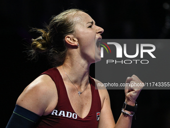 RIYADH, SAUDI ARABIA - NOVEMBER 05: Barbora Krejcikova of Czech Republic during her match against Jessica Pegula of USA, on day 4 of the 202...