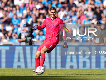 Alex Meret of SSC Napoli during the serie Serie A Enilive match between SSC Napoli and Atalanta BC at Stadio Diego Armando Maradona on Novem...