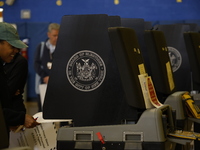 Americans cast their ballots in the presidential election in downtown New York, United States, on November 5, 2024, at the Institute of Art...