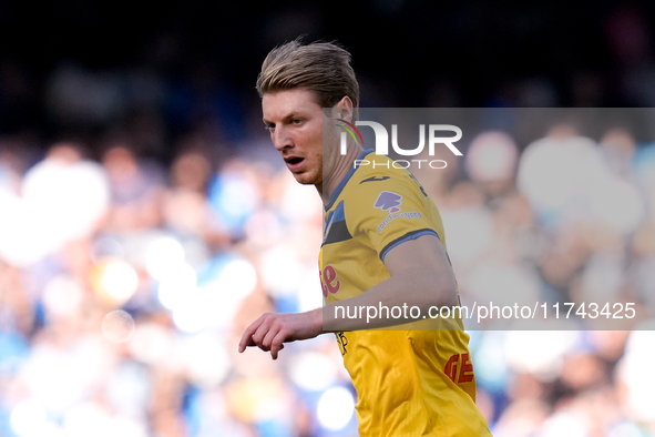 Marco Brescianini of Atalanta BC looks on during the serie Serie A Enilive match between SSC Napoli and Atalanta BC at Stadio Diego Armando...