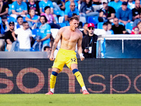 Mateo Retegui of Atalanta BC celebrates after scoring third goal during the serie Serie A Enilive match between SSC Napoli and Atalanta BC a...