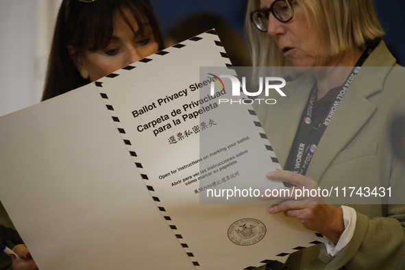 Americans cast their ballots in the presidential election in downtown New York, United States, on November 5, 2024, at the Institute of Art...