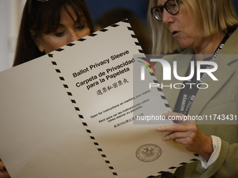 Americans cast their ballots in the presidential election in downtown New York, United States, on November 5, 2024, at the Institute of Art...