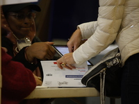 Americans cast their ballots in the presidential election in downtown New York, United States, on November 5, 2024, at the Institute of Art...