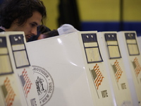 Americans cast their ballots in the presidential election in downtown New York, United States, on November 5, 2024, at the Institute of Art...