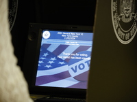 Americans cast their ballots in the presidential election in downtown New York, United States, on November 5, 2024, at the Institute of Art...