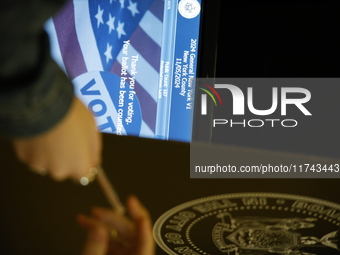 Americans cast their ballots in the presidential election in downtown New York, United States, on November 5, 2024, at the Institute of Art...