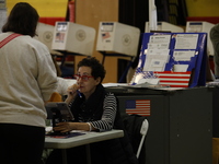 Americans cast their ballots in the presidential election in downtown New York, United States, on November 5, 2024, at the Institute of Art...