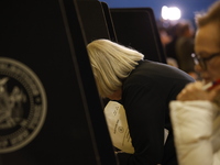 Americans cast their ballots in the presidential election in downtown New York, United States, on November 5, 2024, at the Institute of Art...