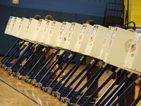 Americans cast their ballots in the presidential election in downtown New York, United States, on November 5, 2024, at the Institute of Art...