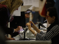 Americans cast their ballots in the presidential election in downtown New York, United States, on November 5, 2024, at the Institute of Art...