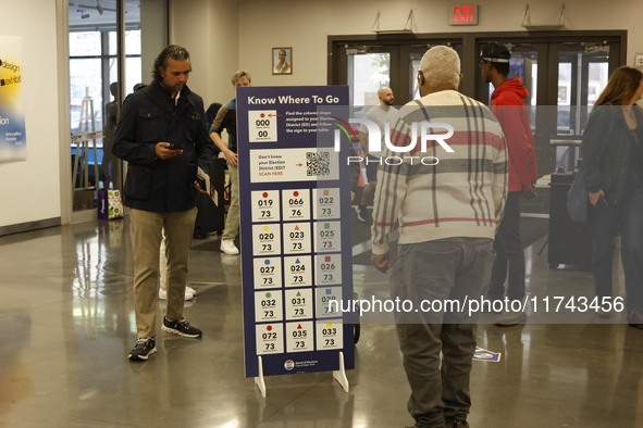 Americans cast their ballots in the presidential election in downtown New York, United States, on November 5, 2024, at the Institute of Art...