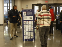 Americans cast their ballots in the presidential election in downtown New York, United States, on November 5, 2024, at the Institute of Art...