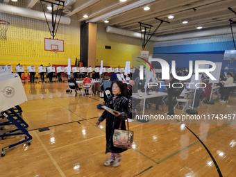 Americans cast their ballots in the presidential election in downtown New York, United States, on November 5, 2024, at the Institute of Art...