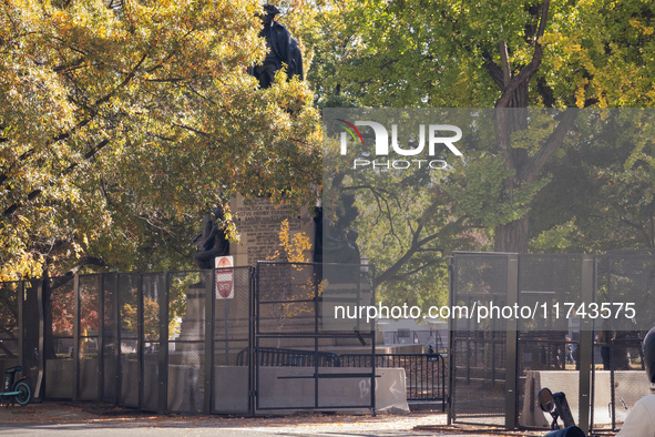 Fencing and anti-riot barriers are seen near the White House in Washington DC, USA on 05 November, 2024. 