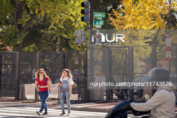 Fencing and anti-riot barriers are seen near the White House in Washington DC, USA on 05 November, 2024. 