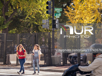 Fencing and anti-riot barriers are seen near the White House in Washington DC, USA on 05 November, 2024. (