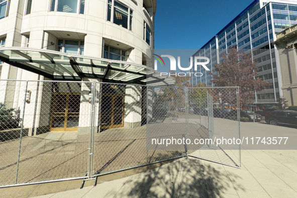 Fencing and anti-riot barriers are seen near the White House in Washington DC, USA on 05 November, 2024. 