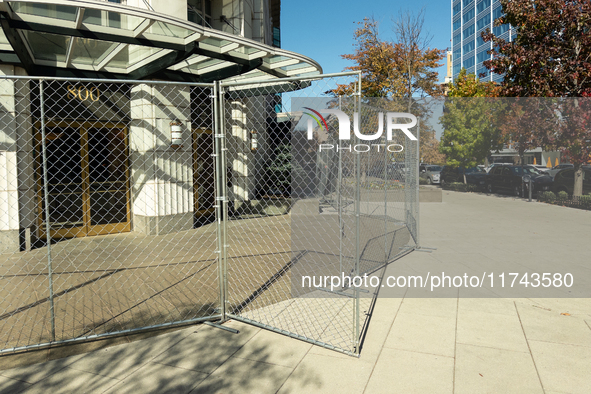 Fencing and anti-riot barriers are seen near the White House in Washington DC, USA on 05 November, 2024. 