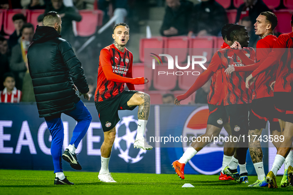 PSV Eindhoven forward Noa Lang plays during the match between PSV and Girona at the Philips Stadium for the UEFA Champions League - League p...