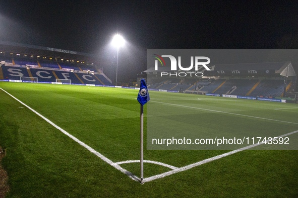 A general view of Edgeley Park Stadium during the Sky Bet League 1 match between Stockport County and Wycombe Wanderers at Edgeley Park Stad...