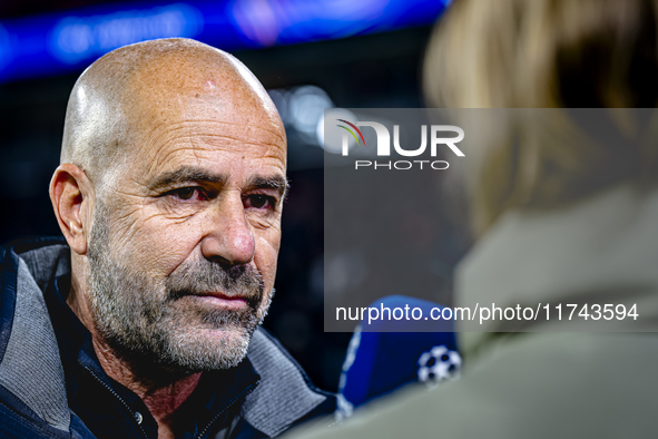 PSV Eindhoven trainer Peter Bosz is present during the match between PSV and Girona at the Philips Stadium for the UEFA Champions League - L...