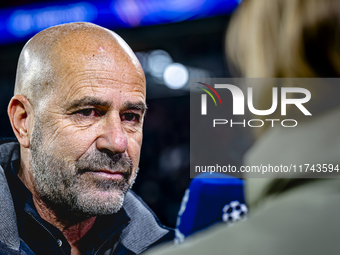 PSV Eindhoven trainer Peter Bosz is present during the match between PSV and Girona at the Philips Stadium for the UEFA Champions League - L...