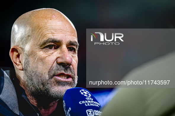 PSV Eindhoven trainer Peter Bosz is present during the match between PSV and Girona at the Philips Stadium for the UEFA Champions League - L...