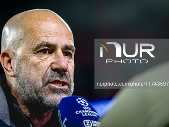 PSV Eindhoven trainer Peter Bosz is present during the match between PSV and Girona at the Philips Stadium for the UEFA Champions League - L...