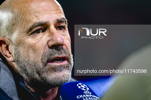 PSV Eindhoven trainer Peter Bosz is present during the match between PSV and Girona at the Philips Stadium for the UEFA Champions League - L...