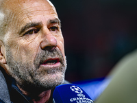 PSV Eindhoven trainer Peter Bosz is present during the match between PSV and Girona at the Philips Stadium for the UEFA Champions League - L...