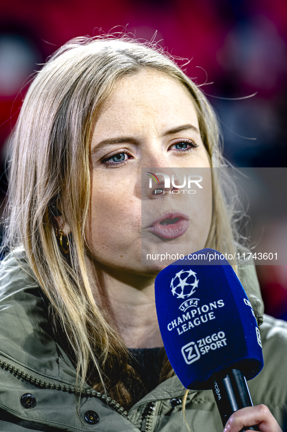 Noa Vahle of ZIGGO Sport is present during the match between PSV and Girona at the Philips Stadium for the UEFA Champions League - League ph...