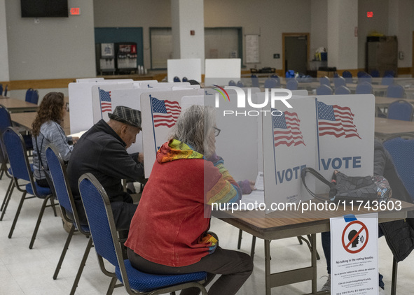 People cast their votes on Election Day in Fairfax County, Virginia, on November 5, 2024. 