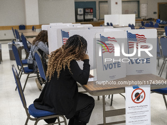 People cast their votes on Election Day in Fairfax County, Virginia, on November 5, 2024. (