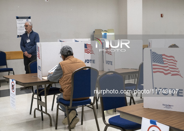 People cast their votes on Election Day in Fairfax County, Virginia, on November 5, 2024. 