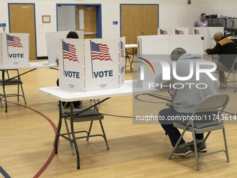 People cast their votes on Election Day in Fairfax County, Virginia, on November 5, 2024. (