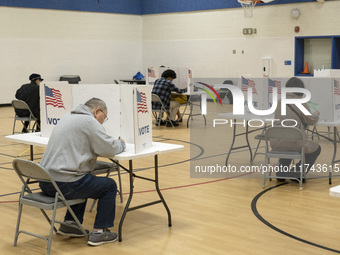 People cast their votes on Election Day in Fairfax County, Virginia, on November 5, 2024. (