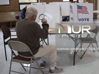 People cast their votes on Election Day in Fairfax County, Virginia, on November 5, 2024. (