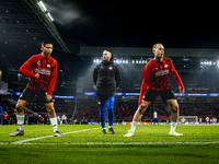 PSV Eindhoven defender Mauro Junior and PSV Eindhoven defender Rick Karsdorp participate in the match between PSV and Girona at the Philips...