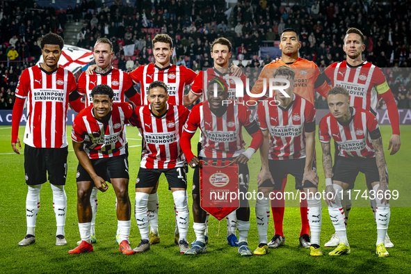 The team photo of PSV takes place during the match between PSV and Girona at the Philips Stadium for the UEFA Champions League - League phas...