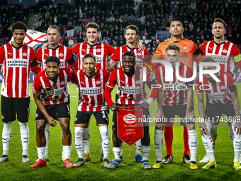 The team photo of PSV takes place during the match between PSV and Girona at the Philips Stadium for the UEFA Champions League - League phas...